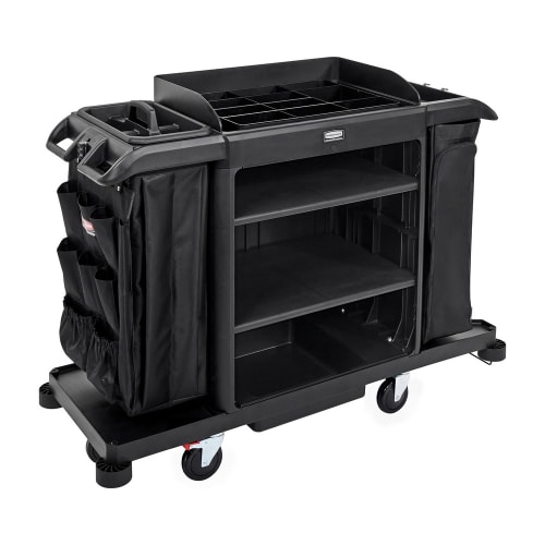 Rubbermaid Full Size Housekeeping Cart with Accessory Bundle